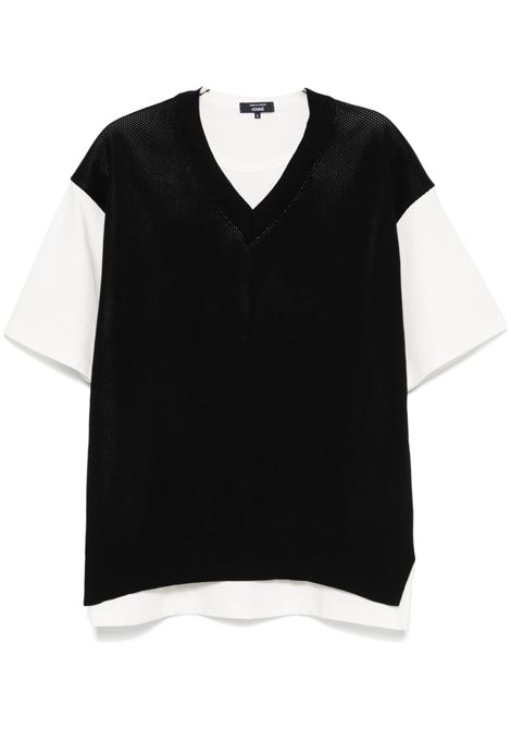 T-shirt con design a strati in bianco e nero Comme des Garçons Homme - uomo